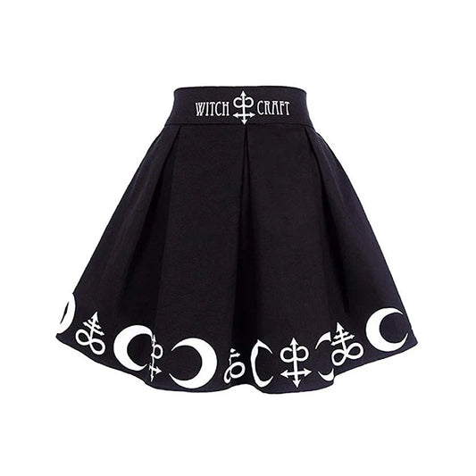 Mini Skirt Women Gothic Punk Witchcraft Moon Skirts Womens Magic Spell Symbols Pleated ????
